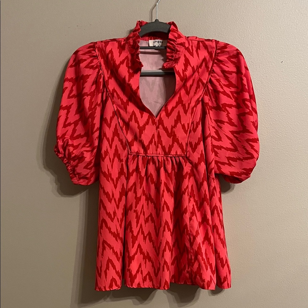 Umgee Red & Pink Zigzag Blouse
